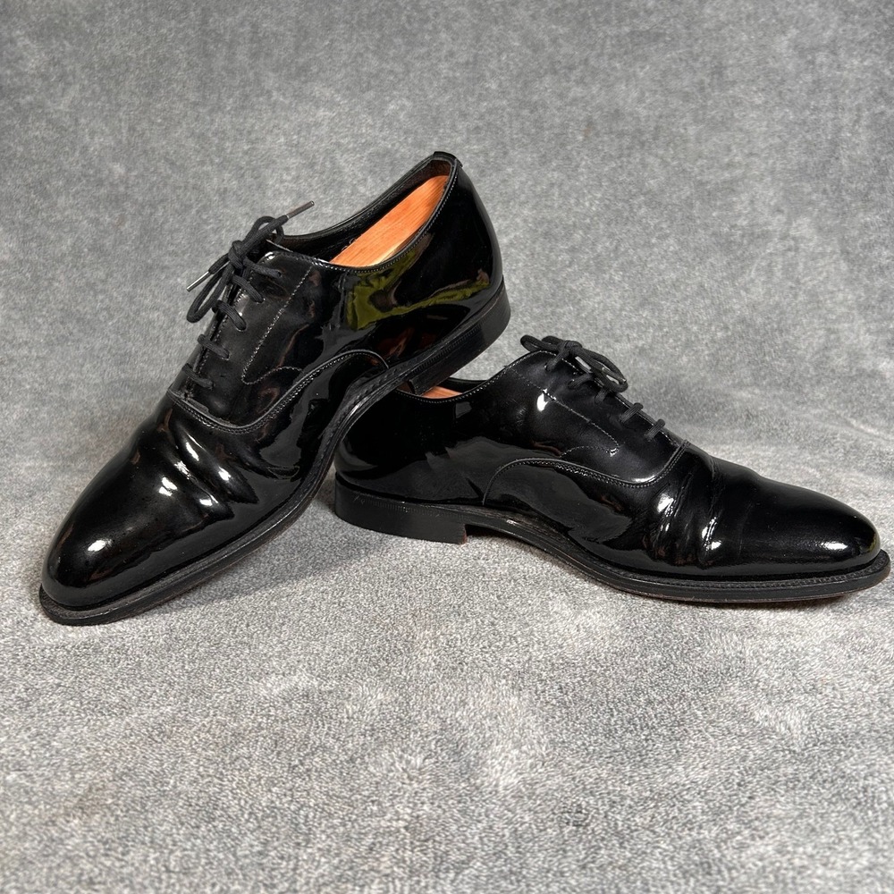 Brooks Brothers Plain Toe Oxford Dress Shoes Men 9D Black Patent Leather England - Picture 8 of 13